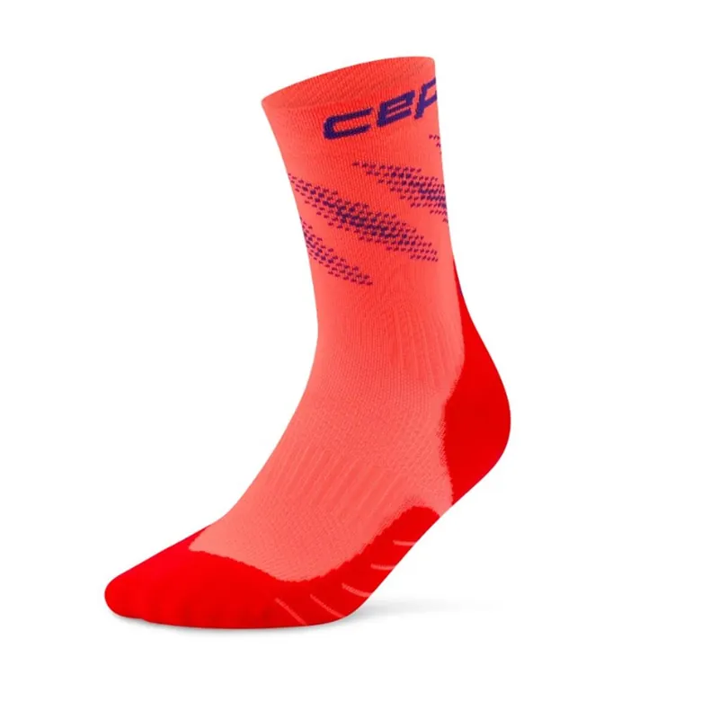 CEP Core Run Edt. Elliptic Compression Socks Mid Cut men neon coral / purple-- Gr.: 5 Billig