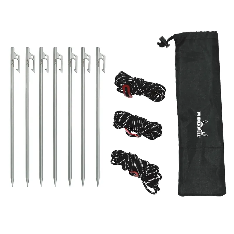 Finale Aktion Winnerwell Abspannleinen Set mit 7 Heringen und 3 Seilen