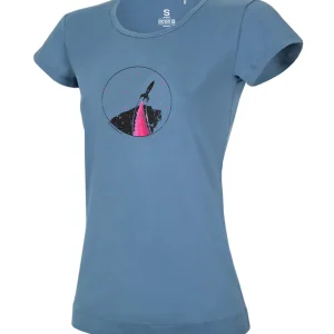 Ocun Classic T Organic Rainbow Rocket Damen T-Shirt Kurzarm Shirt bluestone Sichere Zahlung