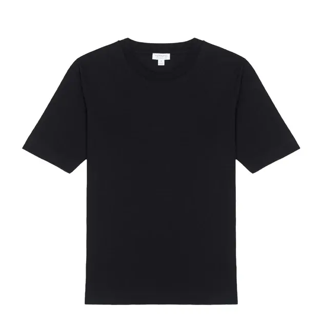 Sunspel Womens Mid Sleeve T-Shirt Black Expressversand