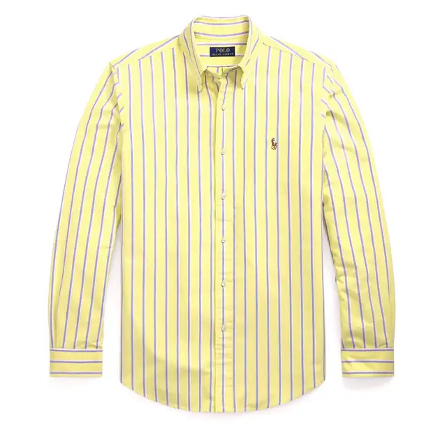 Knallerangebot Polo Ralph Lauren Custom Fit Striped Oxford Shirt Blue / Yellow